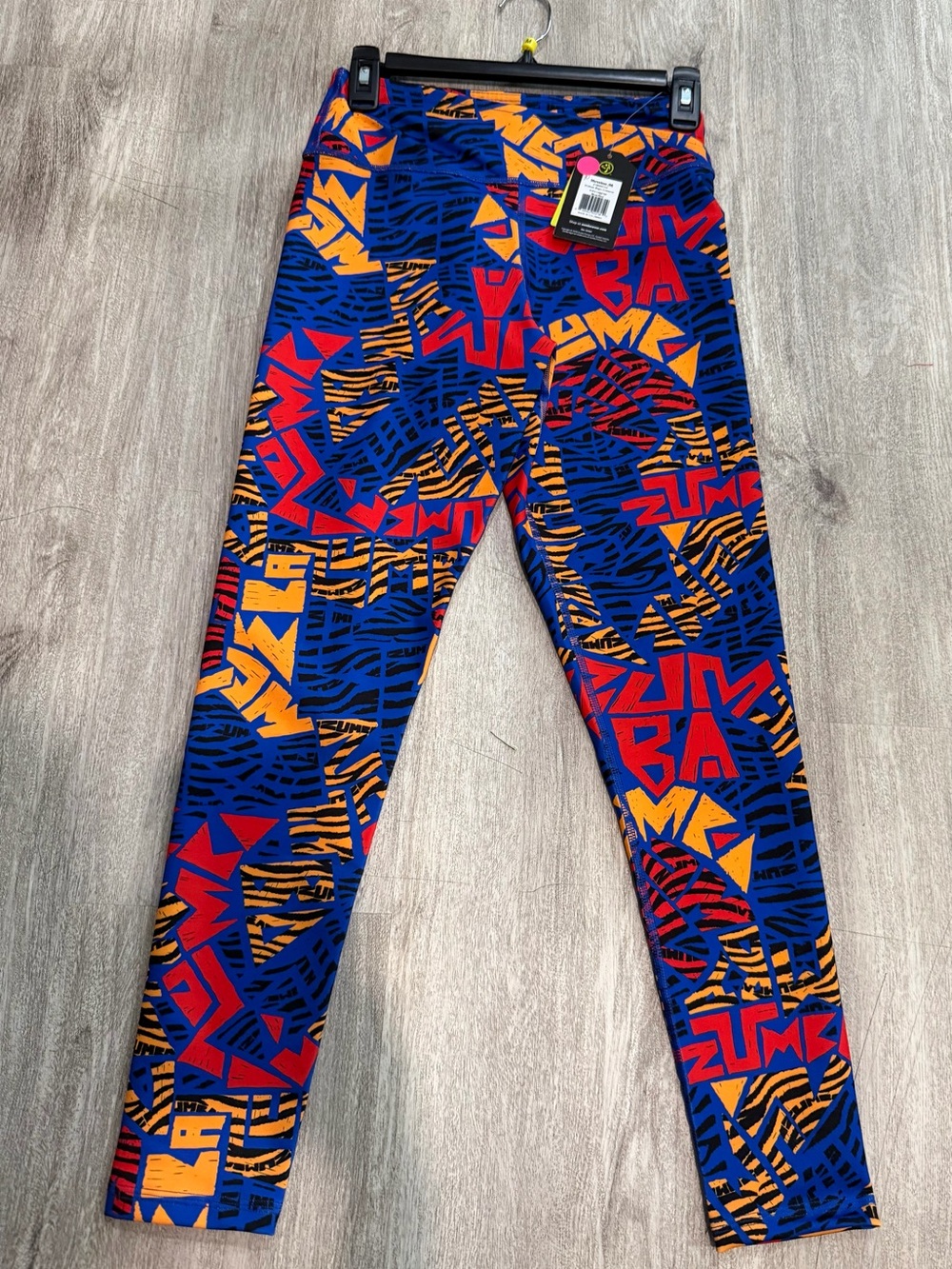 Zumba Fitness Kids Blue Red Orange Logo-Print Leggings